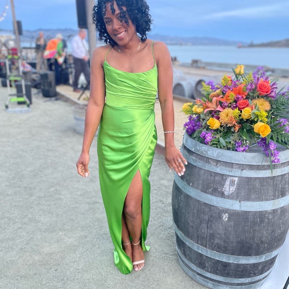 REVOLVE Green Satin Maxi Dress - Picture 2 of 2